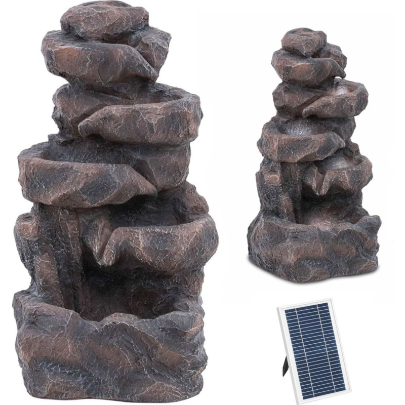 Hillvert Daudzlīmeņu saules kaskādes dārza strūklaka ar LED apgaismojumu, klin&scaron;u rakstu, 6 W