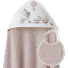 Interbaby Vannas dvielis 100x100 Giraffe 2 rozā pulvera dvielis ar kapuci + priekšauti