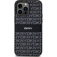 Dkny PU Leather Repeat Pattern Tonal Stripe Case for iPhone 14 Pro Black