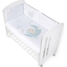 Interbaby Sega 100x135 segas pārvalks un gultas aizsargs 60x180 guļošais lācītis piparmētru balts