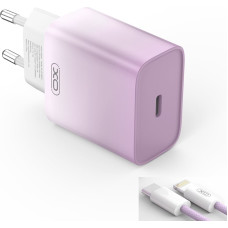 XO wall charger CE18 PD 30W 1x USB-C purple-white + cable USB-C - Lightning