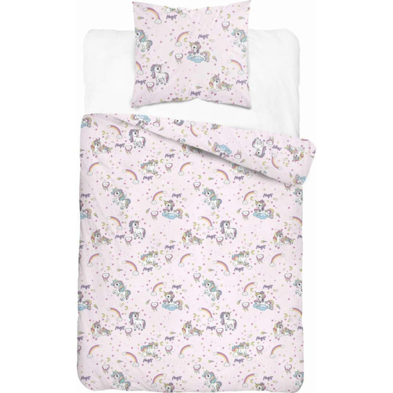 Kokvilnas gultas veļa 160x200 4935 A Unicorn rozā ar vienu spilvendrānu 70x80 XOXO DREAM