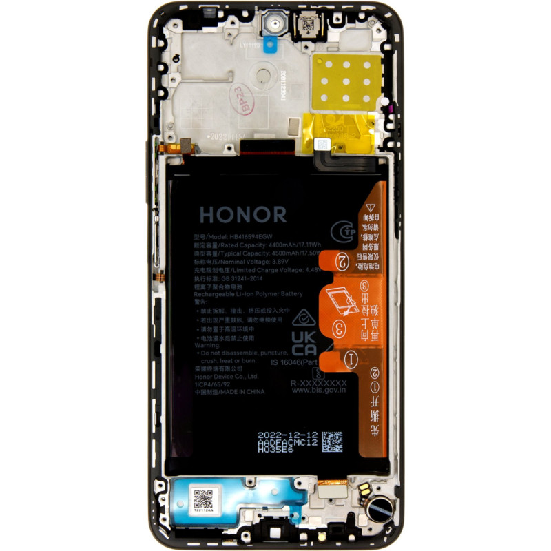 Honor X8a LCD Display + Touch Unit + Front Cover Black (Service Pack)