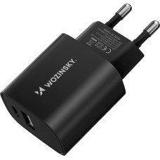 Wozinsky 20 W USB-A USB-C 100–240 V sienas lādētājs, melns