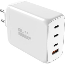Silver Monkey Jaudīgs GaN lādētājs 200W 3xUSB-C PD USB-A QC 3.0 balts