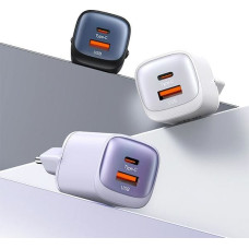 USAMS Ład. siec. CC254 30W GaN USB-C|USB-A Fast Charging HC Series fioletowy|purple CC254TC03