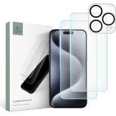 Tech-Protect Supreme Set for iPhone 15 Pro 2x Tempered Glass for Display | Tempered Glass for Camera