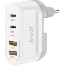 Budi Wall charger Budi 326TQE, 2xUSB-A, 2xUSB-C, 40W (white)