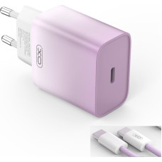 XO wall charger CE18 PD 30W 1x USB-C purple-white + cable USB-C - USB-C