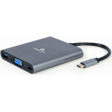 Gembird USB Type-C 6-in-1 multi-port Adapter + Card Reader Space Grey