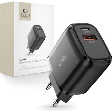 Tech-Protect C20W USB-C PD 20W | USB-A QC 3.0 network charger - black