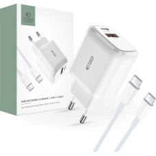 Tech-Protect C20W USB-C PD 20W | USB-A QC 3.0 network charger with USB-C | USB-C cable - white