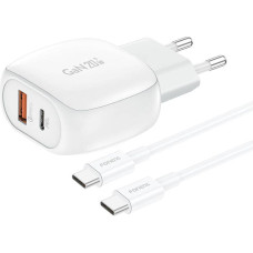 Foneng EU41 USB-C+USB-A 20W power charger + USB-C-USB-C cable (white)