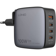 LDNIO Q408 100W USB-A + 3x USB-C mains charger (black)