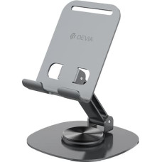 Devia folding holder stand EL243 for phone tablet rotating 360 gray metal