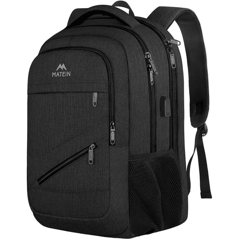 Matein 1035 Black USB 17'' laptop travel backpack