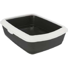 Trixie Kaķu tualete : Trixie Classic cat litter tray, with rim, 37 × 15 × 47 cm, dark grey|white