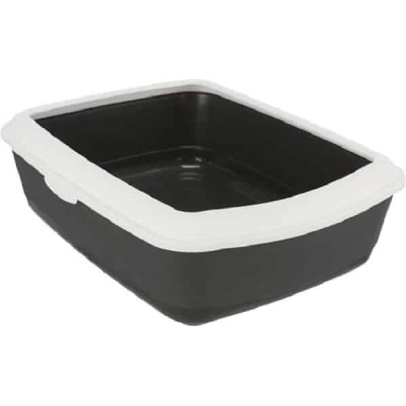 Trixie Kaķu tualete : Trixie Classic cat litter tray, with rim, 37 × 15 × 47 cm, dark grey|white