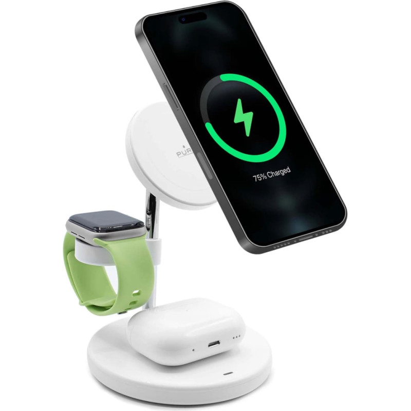 Puro Elektrik Puro Mag Station 3 in 1 Inductive Charger with Stand - White