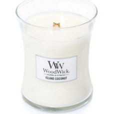 Woodwick Island Coconut scented candle with wooden wick 275 g