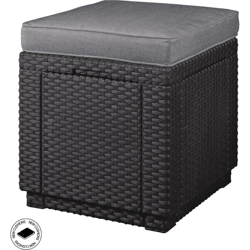 Keter Dārza krēsls|uzglabāšanas kaste Cube ar spilvenu pelēks