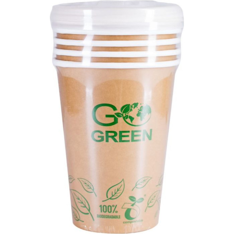 Gogreen Kompostējamie ēdienu trauki ar vāciņiem Go Green 940ml 5gab.| 0,131kg