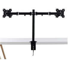 Lindy Dual Display Bracket w| Pole & Desk Clamp mounting kit - adjustable arm - for 2 monitors - black