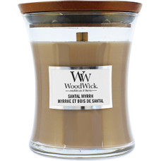 Woodwick Santal Myrrh scented candle with wooden wick 275 g