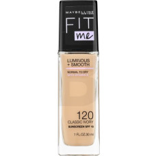 Maybelline Fit Me! Luminous + Smooth Foundation šķidrais grims vienotam un mirdzošam sejas tonim 120 Classic Ivory 30 ml