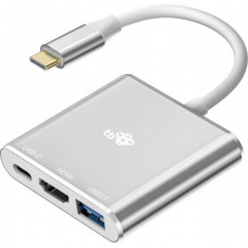 TB Adapter HUB USB C 3w1 - HDMI, USB, PD silver