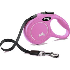 Trixie Inerces pavada suņiem:  Trixie Flexi New CLASSIC, tape leash, XS: 3 m, pink, up to 12 kg