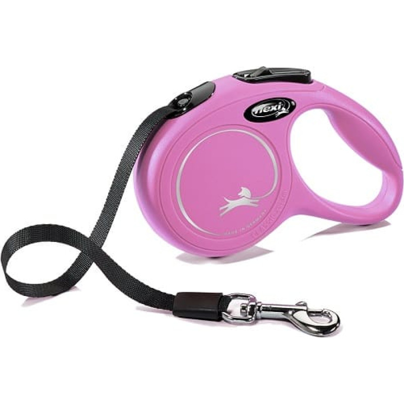 Trixie Inerces pavada suņiem:  Trixie Flexi New CLASSIC, tape leash, XS: 3 m, pink, up to 12 kg