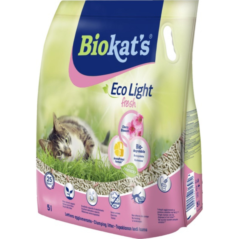 Gimborn Ekoloģiskie pakaiši kaķu tualetēm - Gimborn Biokat's Eco Light Fresh Cherry Blossom 5 L