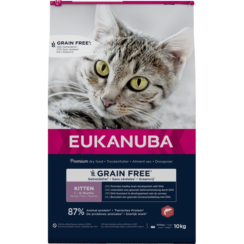 Eukanuba Sausā barība kaķēniem - Eukanuba CAT KITTEN GRAIN FREE Salmon 10 kg