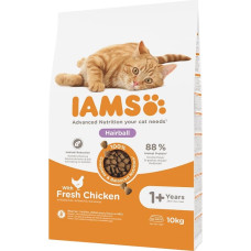 Iams Sausā barība kaķiem - IAMS CAT ADULT HAIRBALL CHICKEN, 10 kg