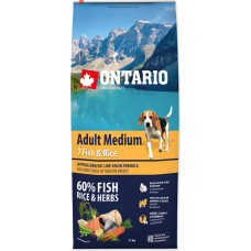 Ontario Sausa barība suņiem - Ontario Dog Adult Medium Fish and Rice, 12 kg