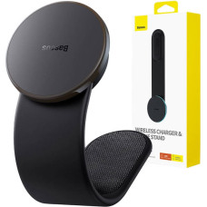 Magnetic car phone holder Baseus with wireless charger (black)