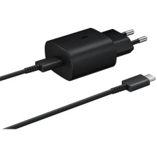 EP-TA800EBE + EP-DA905BBE Samsung 25W ceļojuma lādētājs + USB-C|USB-C datu kabelis melns (OEM)
