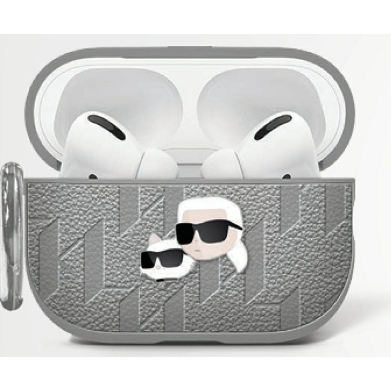 Etui Karl Lagerfeld Monogram Karl &       Choupette Head do AirPods 4 srebrny