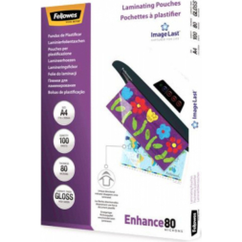 Laminēšanas plēves Fellowes A4 100gab 80u