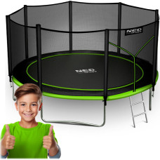 Neo-Sport Dārza batuts 12 pēdas/374 cm ar āra tīklu un kāpnēm