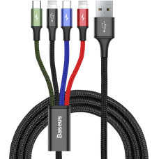 Baseus Kabelis USB 4in1 2 x Iphone Lightning USB-C microUSB neilona pinumā 3.5A 1.2m melns