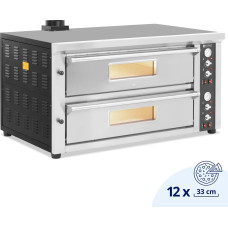 Royal Catering Dubultā picas krāsns ar šamotu 12 picām, diametrs 33cm 400V 13200W