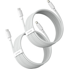 Baseus 2x Simple Wisdom iPhone Lightning uz USB-C 20 W kabelis 1,5 m — balts