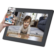 Denver Digitālais rāmis 15,6 collu 8GB microSD WiFi skaļrunis MP4 AVI Frameo PFF-1514B - melns