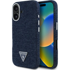 Case Guess Denim Triangle Logo MagSafe for iPhone 16 blue