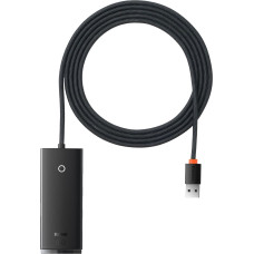 Baseus Lite sērijas HUB 4 portu USB A līdz 4 x USB-A 3,0 2 m, melns