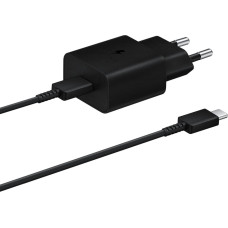 Samsung USB-C 15&nbsp;W PD AFC sienas lādētājs + USB-C kabelis, melns