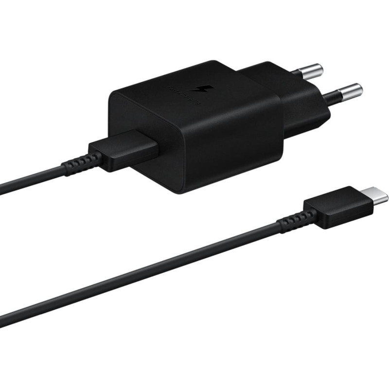 Samsung USB-C 15&nbsp;W PD AFC sienas lādētājs + USB-C kabelis, melns