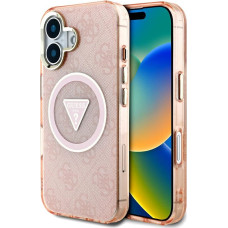 Case Guess IML Metal Glitter 4G Circle   Triangle MagSafe for iPhone 16 pink
